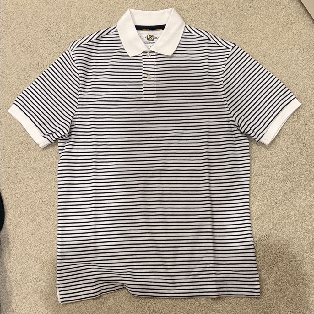 Club Room Black and White Striped Polo Shirt
